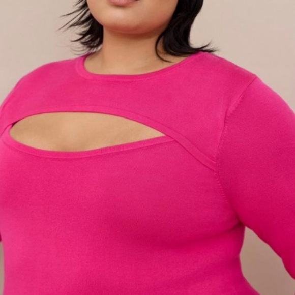🆕 Hot Pink Pullover Fitted Sweater 4 4X 26 NWT Torrid New! Cutout - Picture 2 of 5